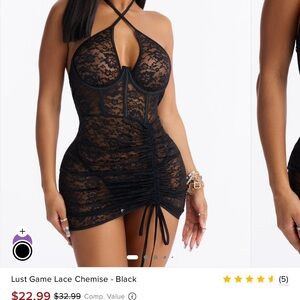 Fashion Nova Lust Game Lace Chemise - Black